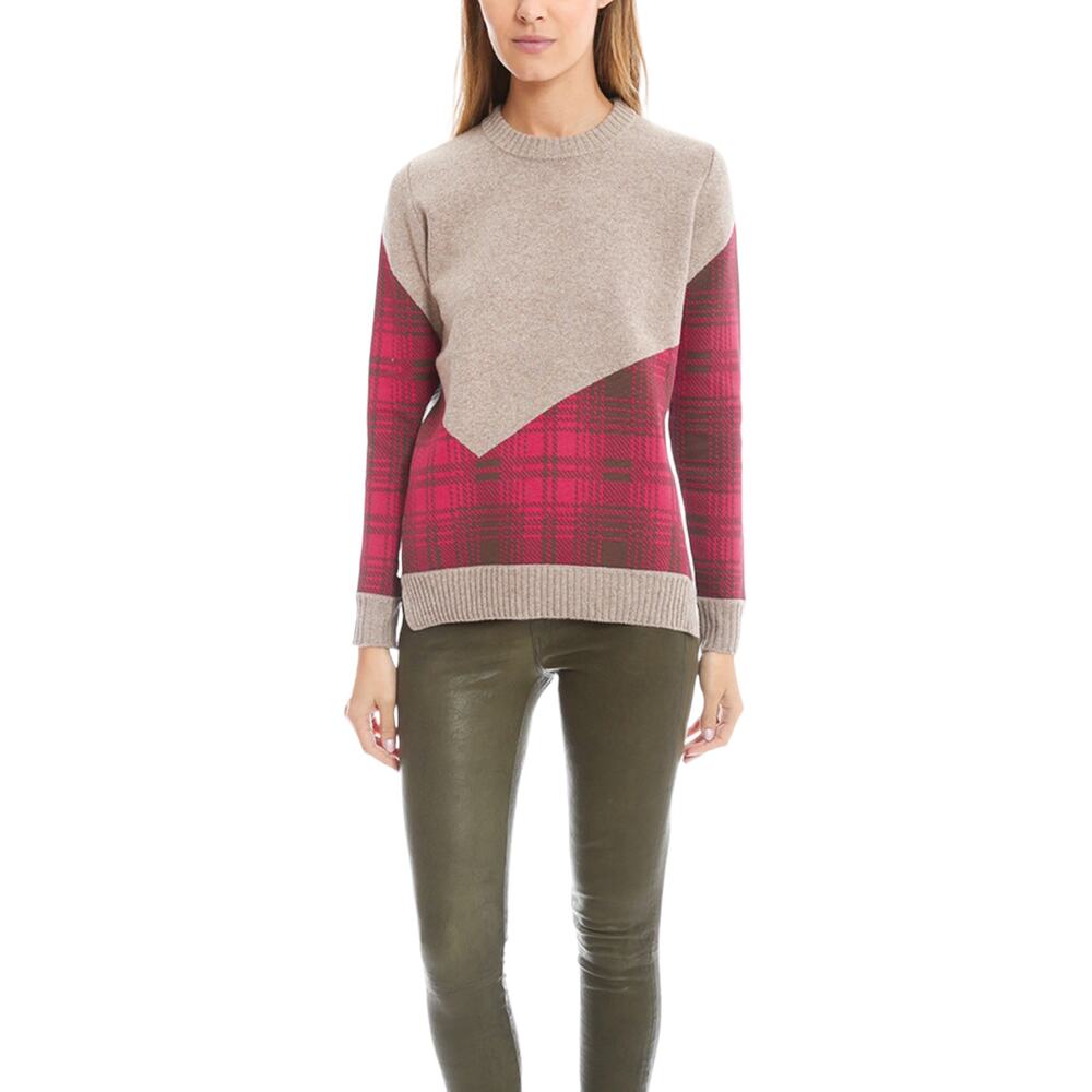 Thakoon Addition Multi Media Plaid Combo Crewneck Sweater